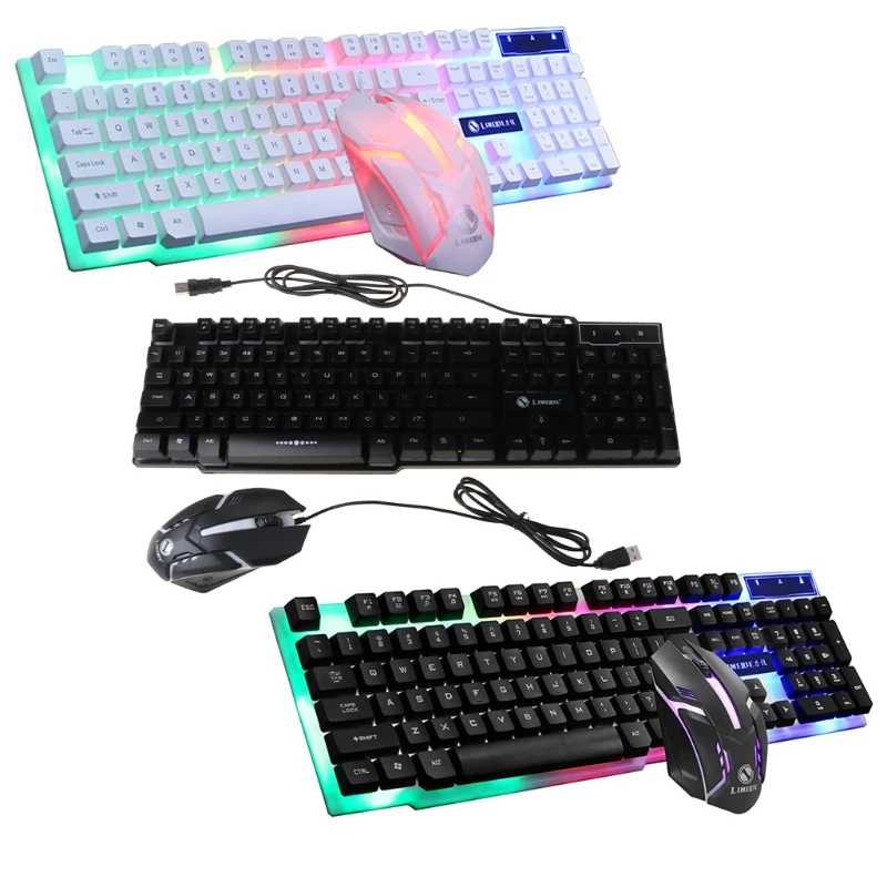 

USB Wired 104 Keys RGB Backlight Ergonomic Gaming Mouse Keyboard Combos Set