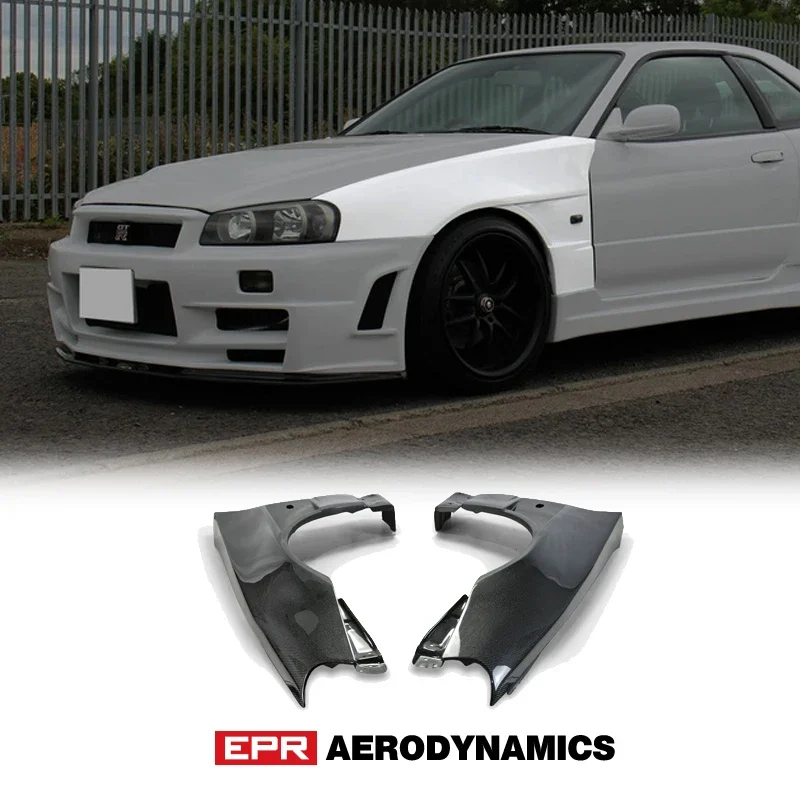 Переднее вентилируемое крыло из углеродного волокна для Nissan Skyline R34 GTR BNR34 BV2
