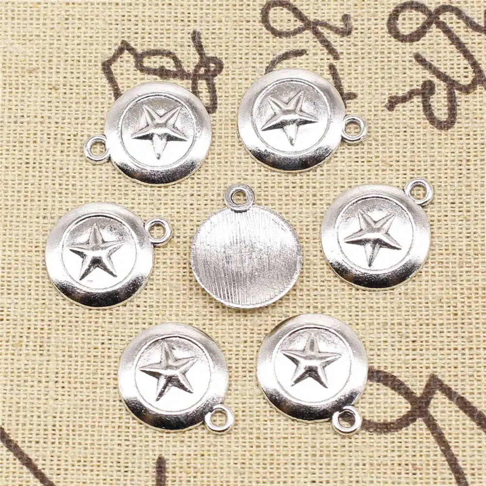 

Pentagram Shield Diy Bracelet Charms Men Pendant Findings For Diy 17X20mm Antique Silver Color 20 Pieces