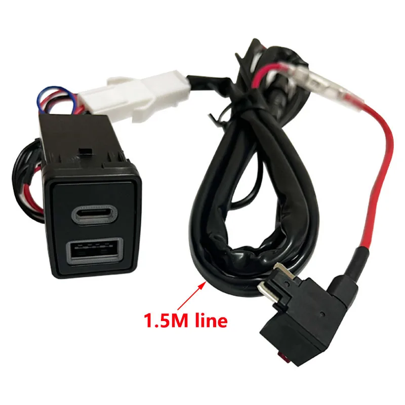 

Автомобильное зарядное устройство для быстрой зарядки TYPE-C PD QC3.0 USB-интерфейс с двумя разъемами для Nissan Teana Sylphy Qashqai