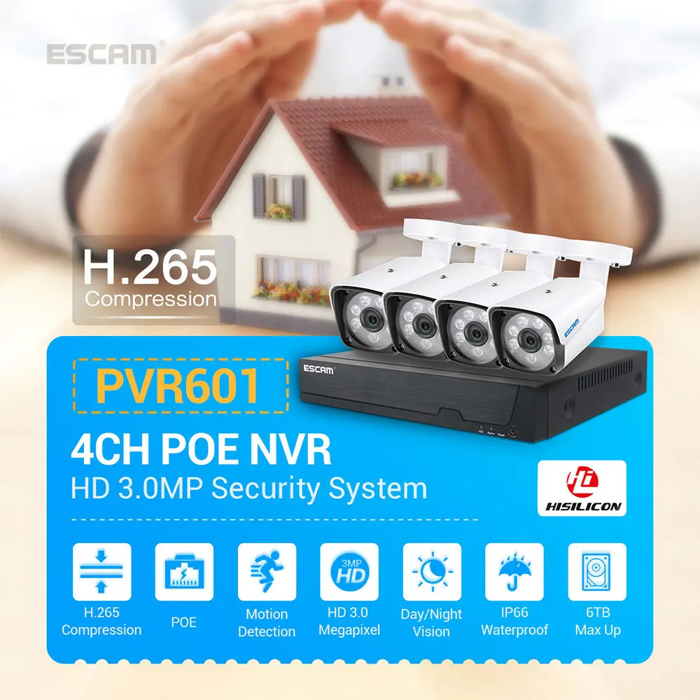 

ESCAM WNK610 motion detection WIFI connection 3MP two-way voice smart dual-light source night vision H.265 camera