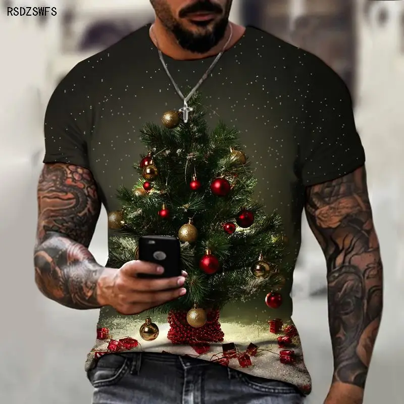 

Brand Men's Shirts Exclusive Design Christmas Christmas Tree 3D Printing Pattern Loose Oversize Comfortable Personality 5XL