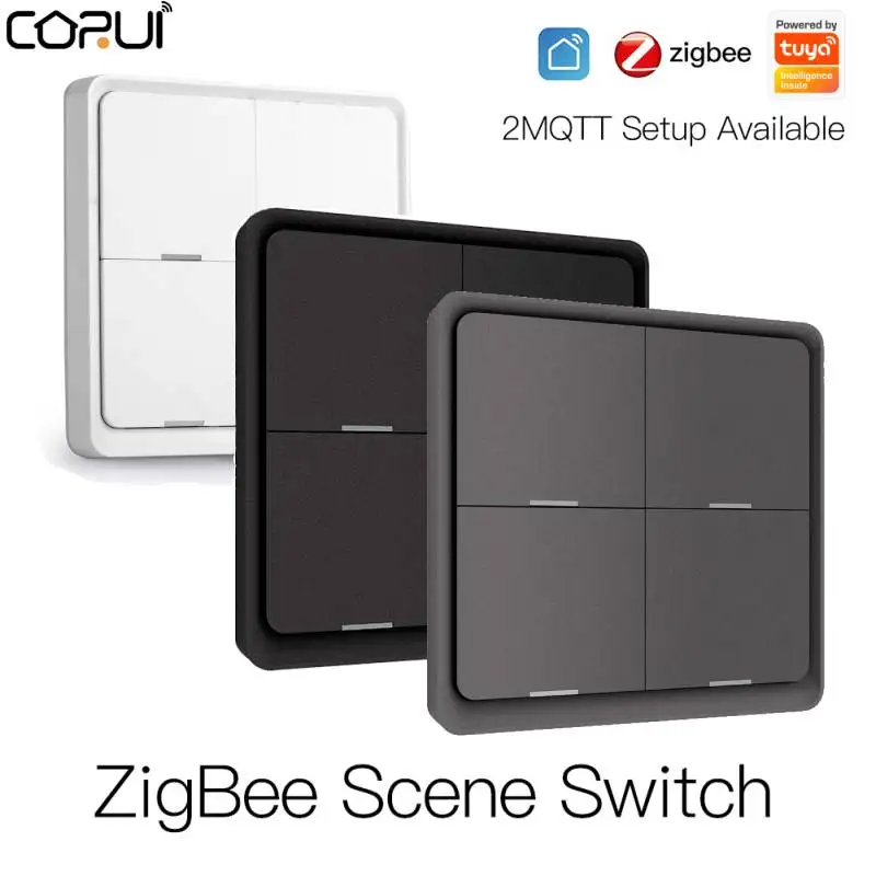 

CORUI Tuya ZigBee 1~4 Gang Smart Wireless Scene Switch Push Button Controller Battery Powered Automation Scenario