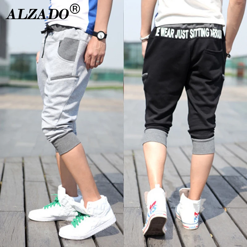 

ALZADO Brand 2022 Men Joggers Cone Japanese Style Polyester Cotton Running Sport Shorts Men Casual Summer Solid Shorts Clothing
