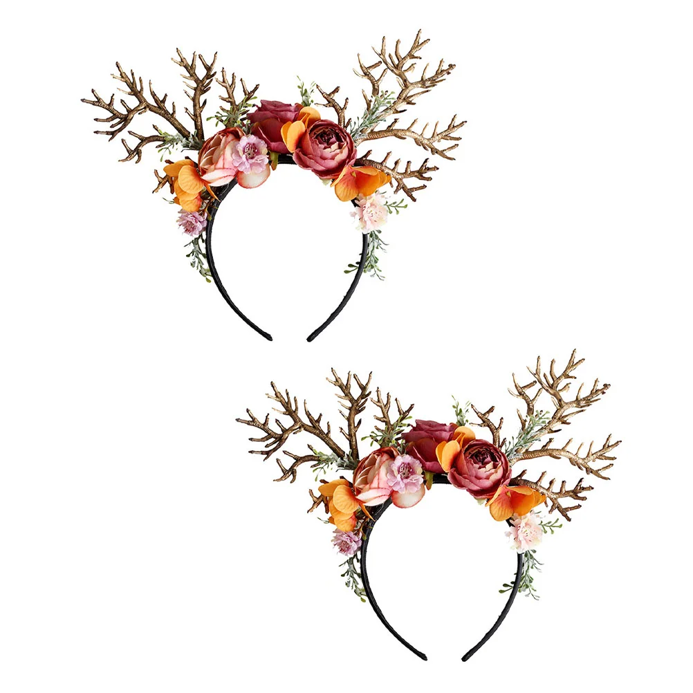 

Headband Christmas Antler Deer Headpiece Xmas Hair Antlers Horn Reindeer Hairband Elk Branch Tree Cosplay Floralhorns Flower