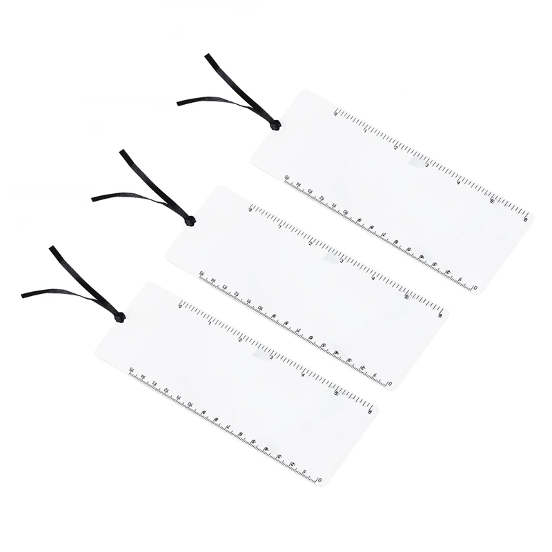 

3Pcs Pocket Ruler Bookmark Magnifier Sheet Magnifying 3X Magnification