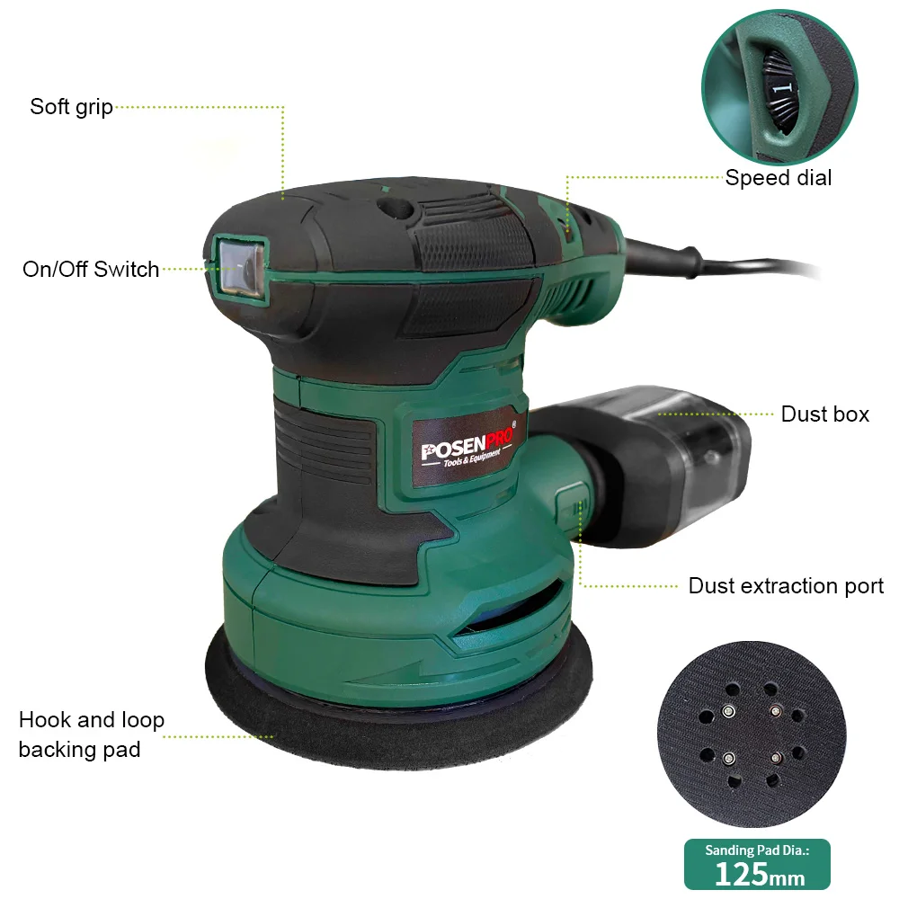 Электрическая шлифовальная машина 300 Вт произвольная орбитальная полировальная
