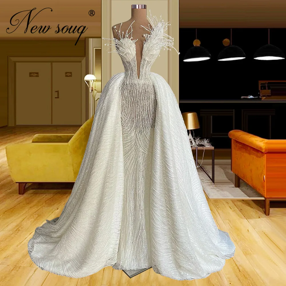 

Luxury Long White Beading Evening Dress Women Prom Dresses 2022 Arabic Dubai Pearls Celebrity Gowns Robes De Soiree Couture Gown