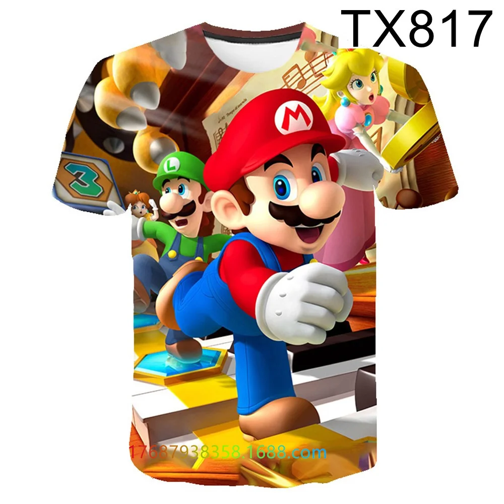 

Летняя модная 3D новая футболка с Супер Марио, детская забавная Повседневная игровая футболка, одежда для мальчиков и девочек, крутые Мультяшные мужские и женские футболки
