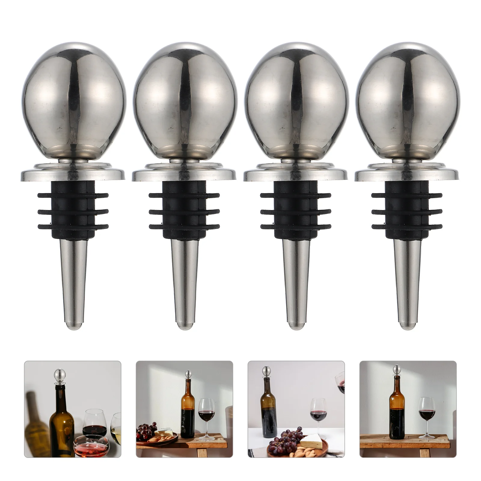 

4Pcs Bottle Stopper Bottle Cover Bottle Stopper Stainless Steel Bottle Stopper Oil Bottle Stopper for Hotel Home Bar