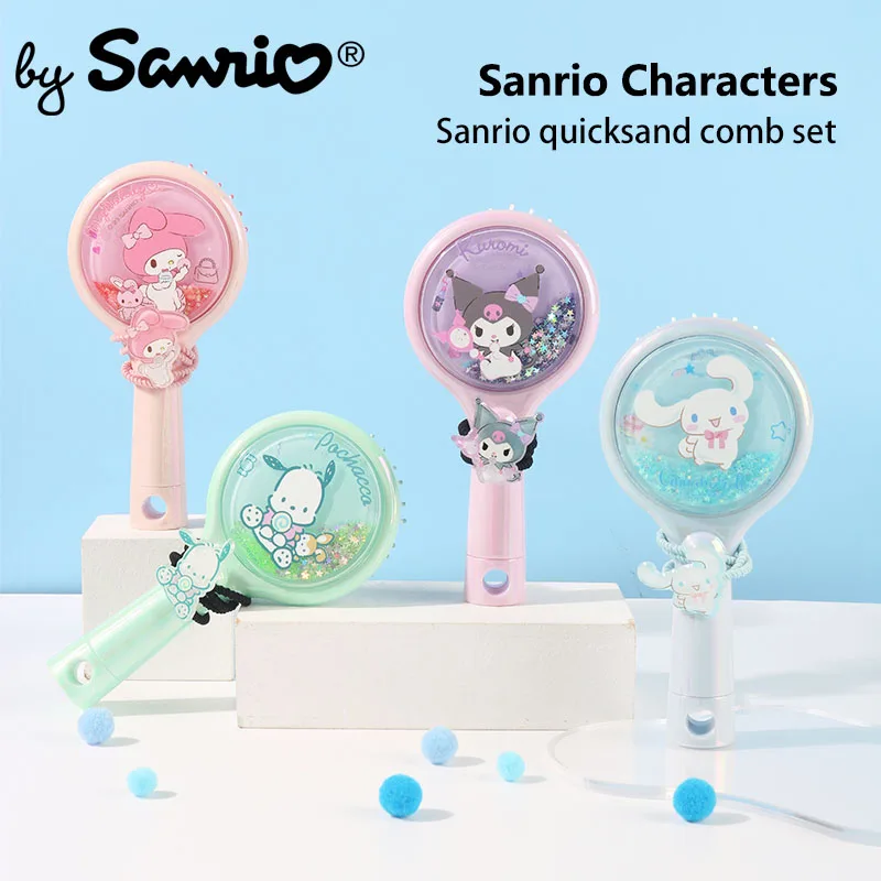 

Sanrio Cinnamoroll Kuromi Pachacco Airbag Comb Set Hair Care Quicksand Anime Kawaii Cute Summer Travel Portable Girls Kids Gifts