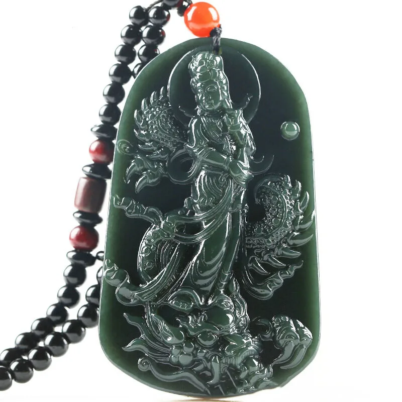 

Hot Selling Natural Hand-carve Jade Avalokitesvara Necklace Pendant Fashion Jewelry Accessories Men Women Luck Gifts