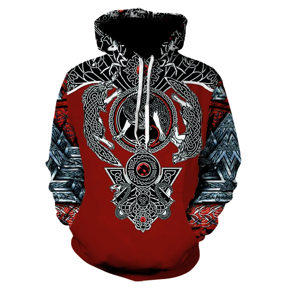 

2022 New Vintage Pattern 3D Digital Print Long Sleeve Casual Loose Hoodie