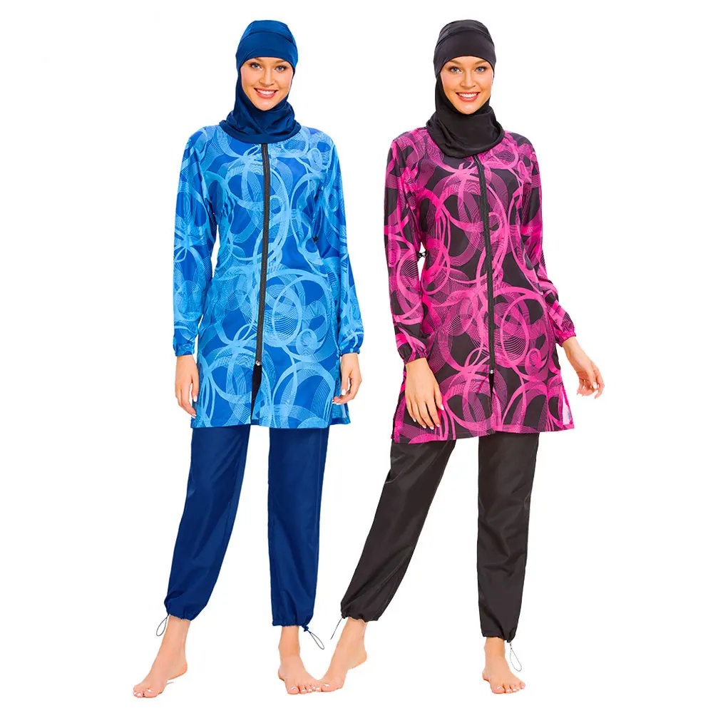 

GIOIO Women Floral Muslim Swimwear Hijab Muslimah Islamic Swimsuit Swim Surf Burkinis Printing Sport Wear M-3XL