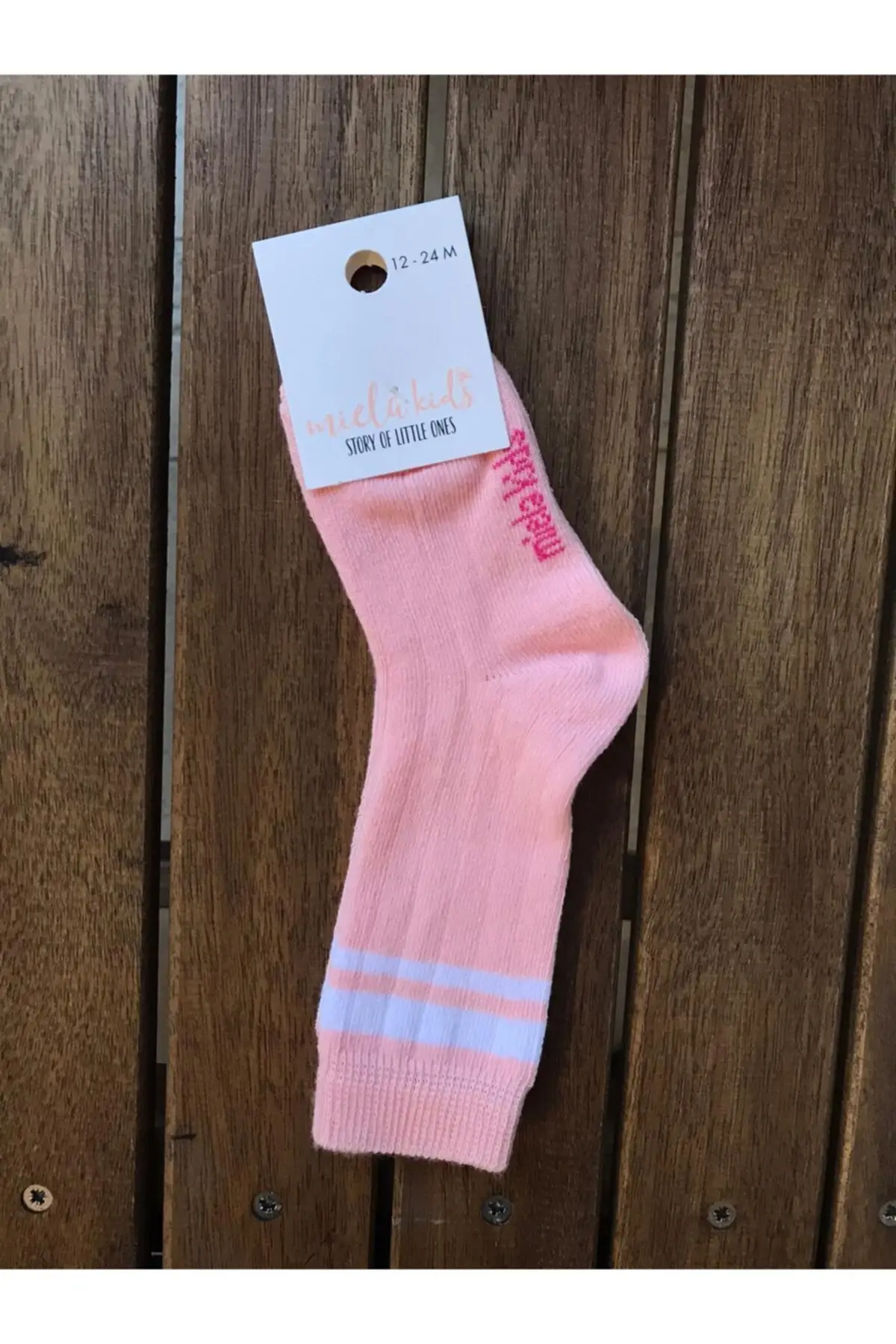 

Baby pink corded intermediate length socks knee cotton-elastic underwear