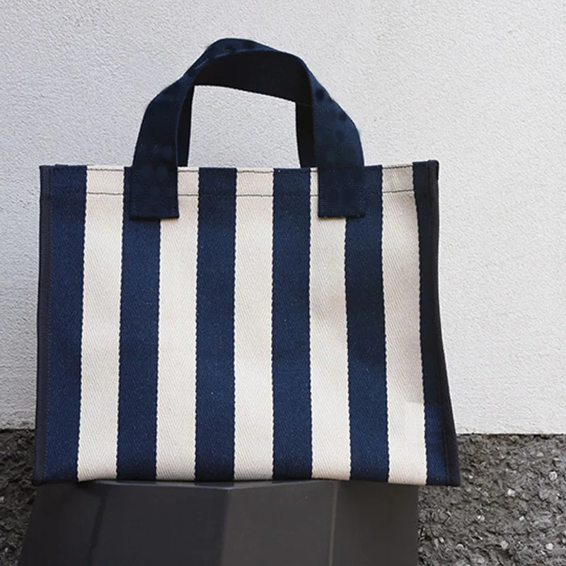 

Large Capacity Striped Shopping Bag Canvas Korean Portable Women's Bag foldable Waterproof Women handbag