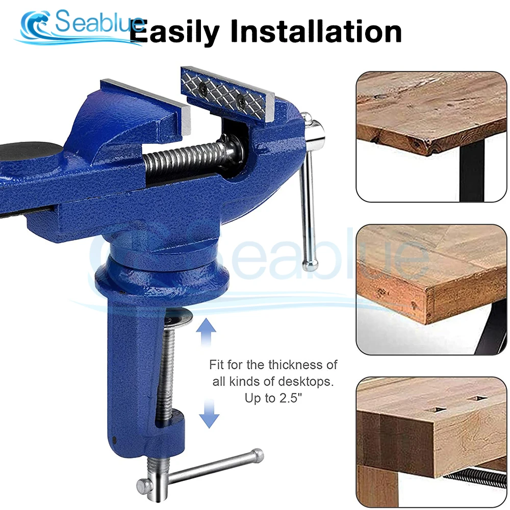 

6.3" 60mm 70mm Universal Bench Vice Machine Vise Clamp Full Metal Multifunction Woodworking Tools for DIY Table Use Send Gloves