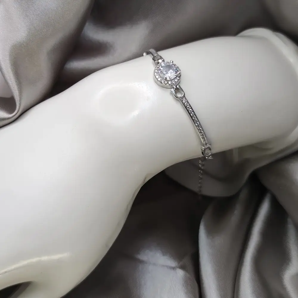 HESHI кубический цирконий и Латунное покрытие из белого золота маленькая