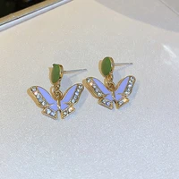 new opal butterfly womens trend dangle earrings 2022 fashion personality rhinestone designer cute earrings party accessories