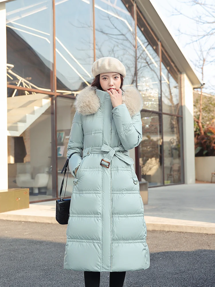 Parka Coat Extra Long Winter Jacket Women Hooded Pocket Zipper Female Lady Windbreaker Overcoat Casual Outwear Clothing Quilted