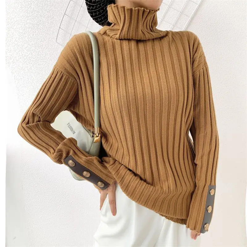 

Женский трикотажный свитер с длинным рукавом, теплый облегающий пуловер в винтажном стиле, повседневный мягкий свитер, A23, Осень-зима 2022