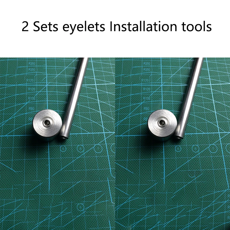 

2 Sets Stainless Steel K-sheath Eyelet Installation Tool Kits for 7MM 7.5MM Knife Scabbards K-Board Eyelets Install Installer