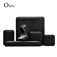 oirlv black premium pu leather box for ring earrings jewelry storage display stand gift box storage decorative showcase