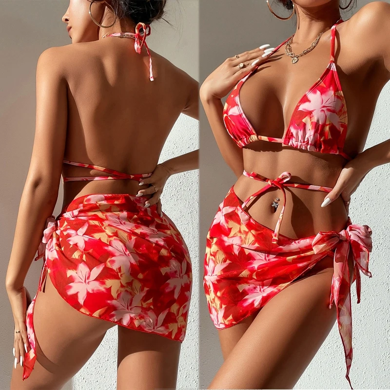 

Sexy Bikini 2022 Swimwear Women Biquini Push Up Bandage Floral Bikini Set Swimming Bathing Suit Beachwear