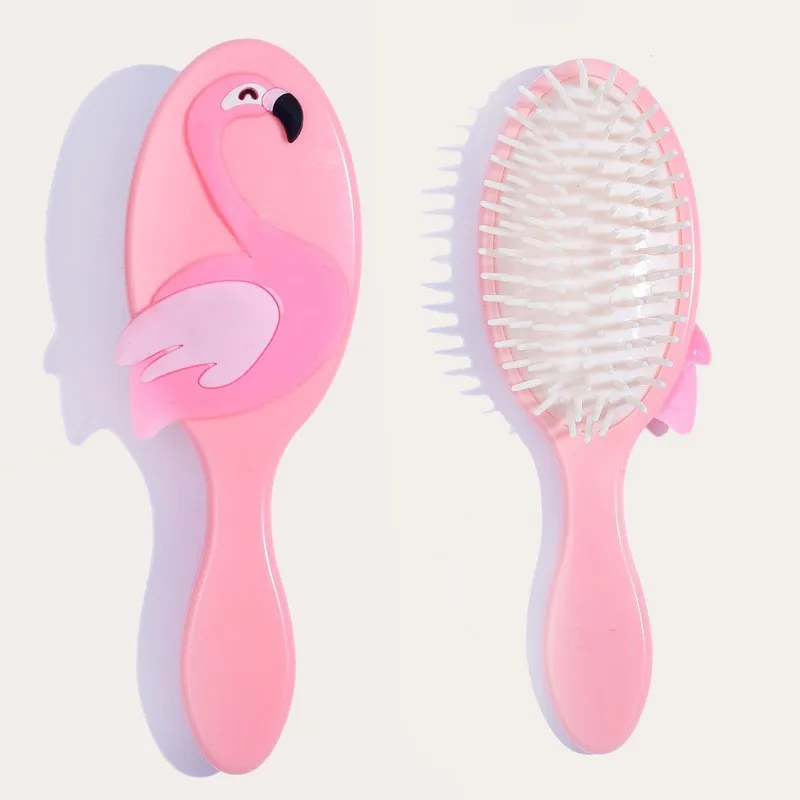 

Pink Flamingos Air Bag Hair Comb Mini Head Massager Anti Static Wet and Dry Portable Children Girl Hair Brush Comb Styling Tools