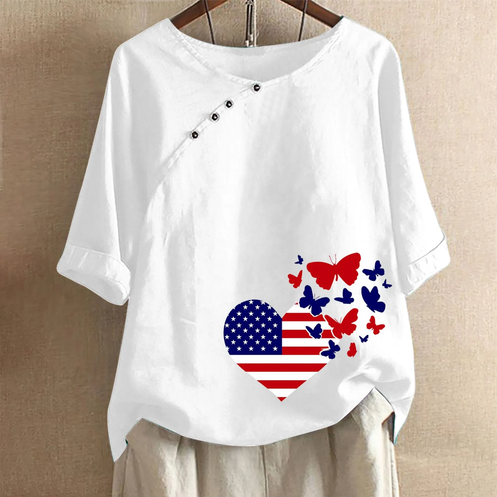 

Женская футболка с коротким рукавом и V-образным вырезом, на пуговицах