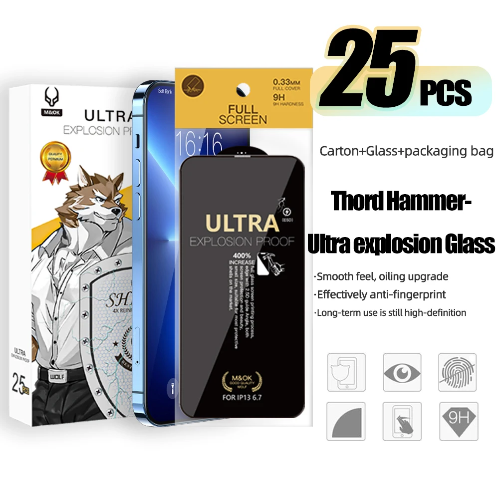 

Защитное стекло для iPhone 7, 8, 6, 6s Plus, X, 25 шт.