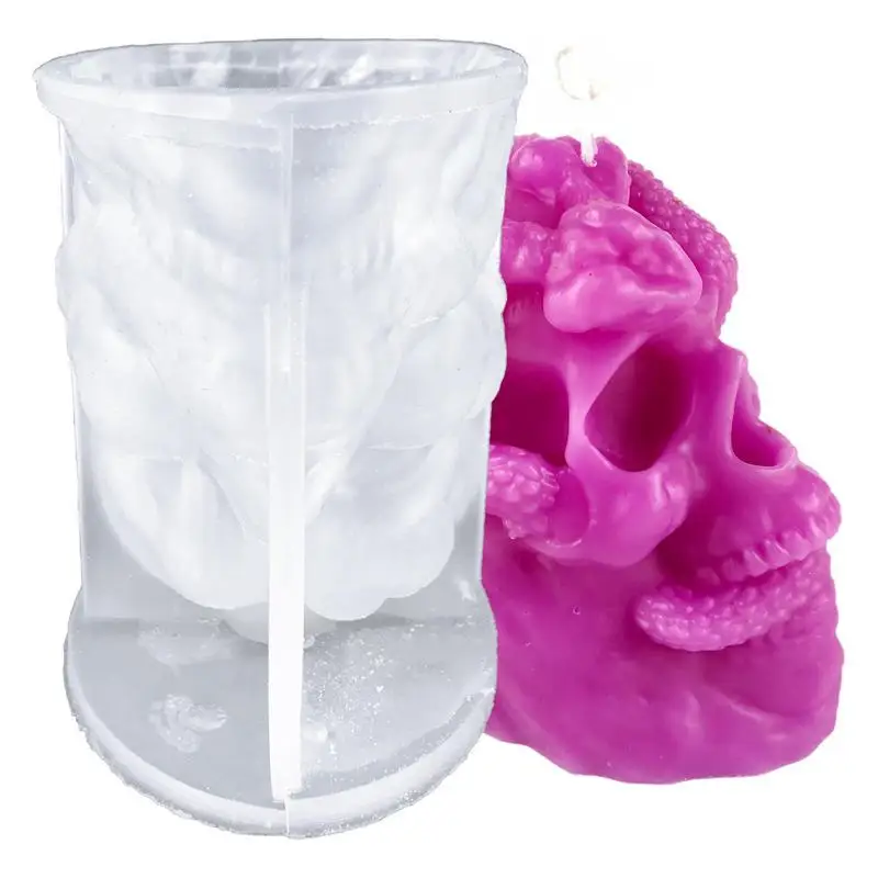 

Skull Silicone Mold 3D Snake Skull Candle Mold Unique DIY Resin Epoxy Casting Tool For Soap Candle Chocolate Cakes Candies