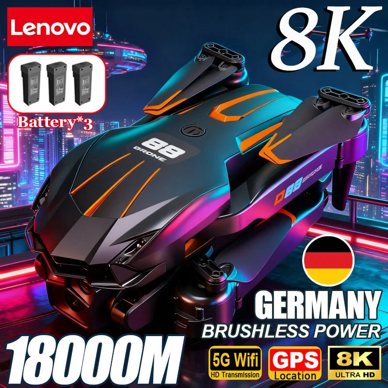 Фото Дрон Lenovo D88 8K с двойной HD-камерой для аэрофотосъемки, интеллектуальным обходом препятствий, бесщеточным двигателем, 5G Wi-Fi, GPS и функцией возврата, VR-дрон №2