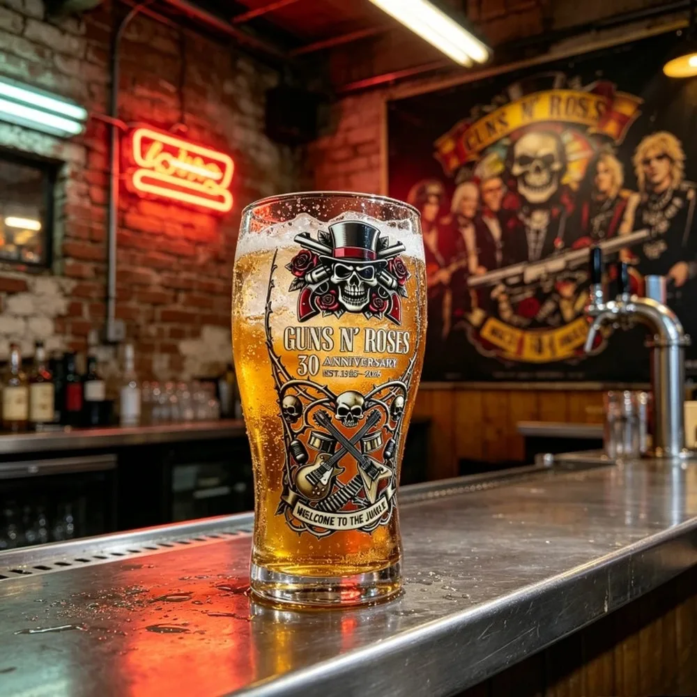 Фото Пивная кружка Guns N' Roses, 15 унций, винтажная, с изображением рок-группы, подарок для фанатов ретро-музыки, коллекционная посуда для бара и паба №4
