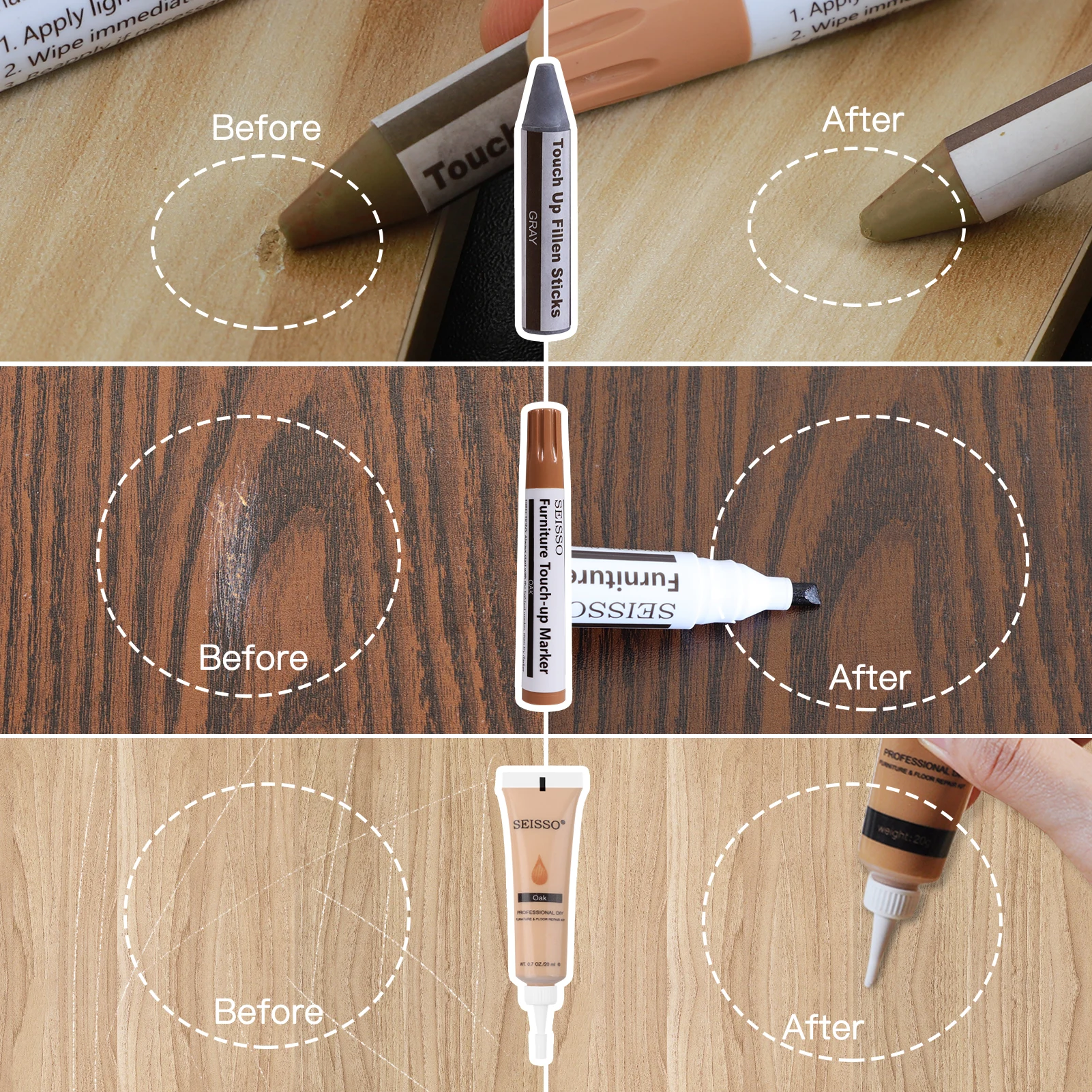 2022 Новый 42 шт мебель Touch Up Kit маркеры и наполнитель палочки деревянные царапины