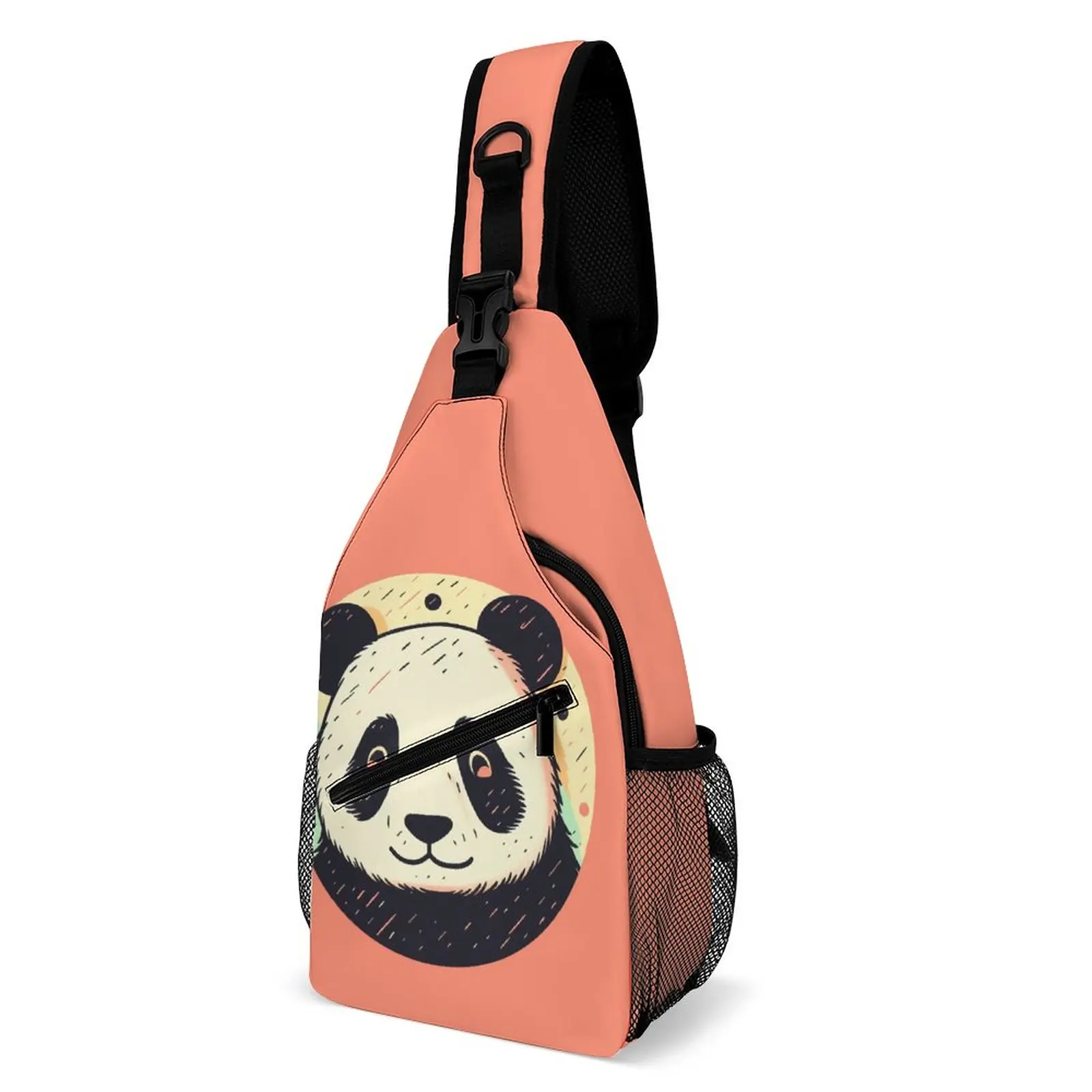 

Panda Chest Bags Men Simple Circle Cute Print Shoulder Bag Leisure University Small Bag Sports Workout Sling Bags