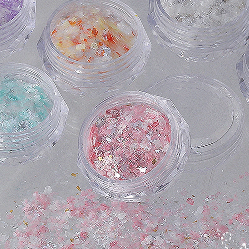 1 коробка ярких цветов Волшебные зеркальные слюдяные Блестки для ногтей