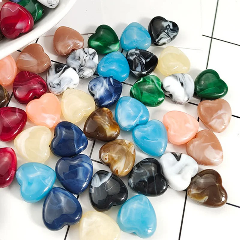 10 шт. 14 мм акриловые пластиковые свободные бусины в форме сердца для изготовления