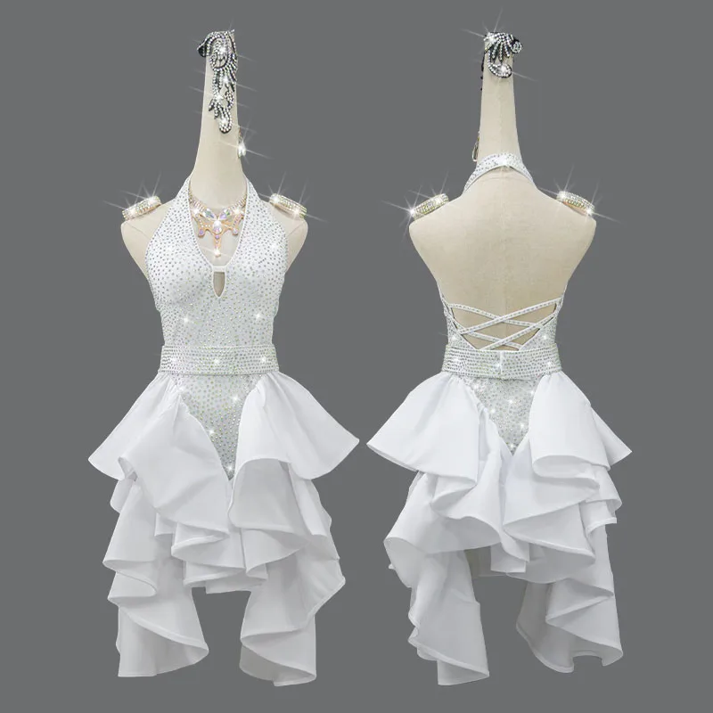 

Women Latin dance competition dress clothing senior professional practice performance dress sexy Advanced Diamond dance dress