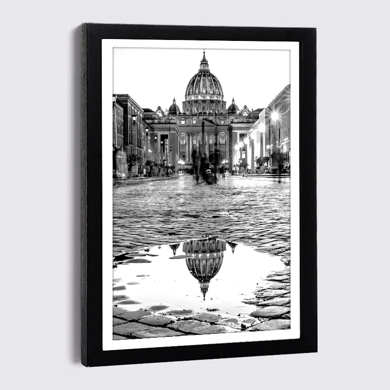 

Canvas Frames A4 A3 5x7in Nordic Black White city street view rome colosseum Poster with Frame Wood Photo Frame for Picture Wall