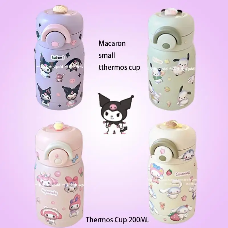 

Kuromi Thermos Cup Sanrios Anime Figure Mini Cream Kawaii Cartoon Small Cinnamoroll Stainless Steel Pea Cover