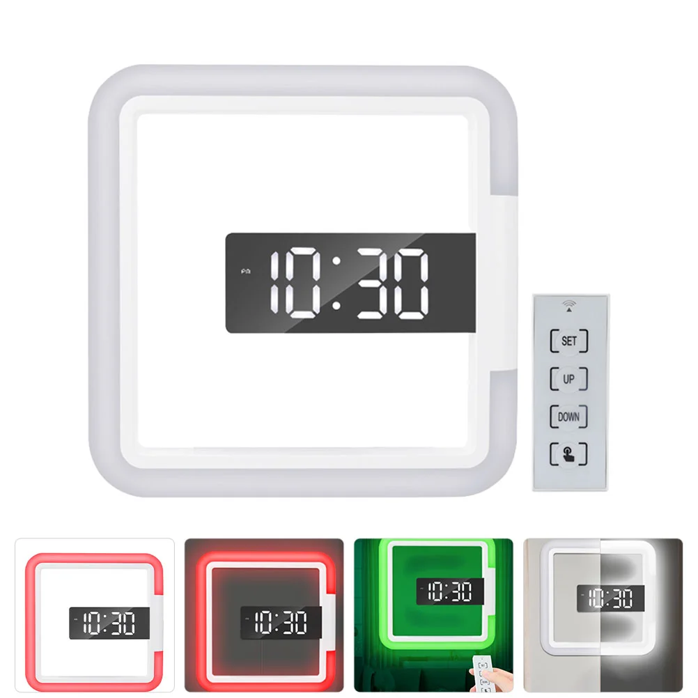 

Adjustable Creative With Temperature Gauge Multi-function Electronic Lighted Wall Clock Mirror Clock Wall Clock