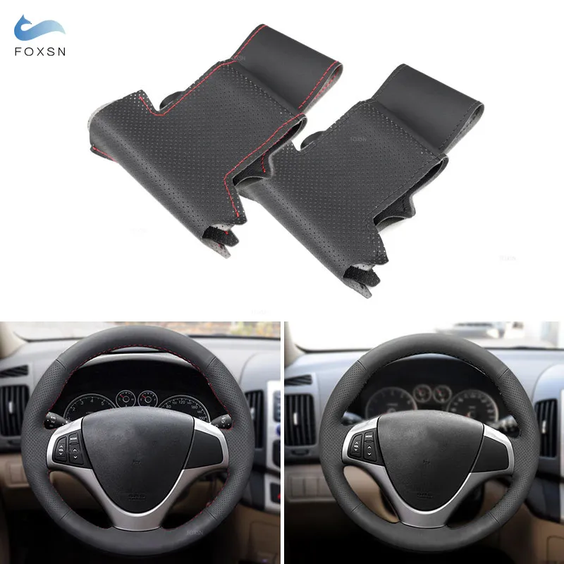 

Hand-sew Perforated Microfiber Leather Car-styling Steering Wheel Cover For Hyundai i30 2009 For Elantra Touring 2010 2011 2012