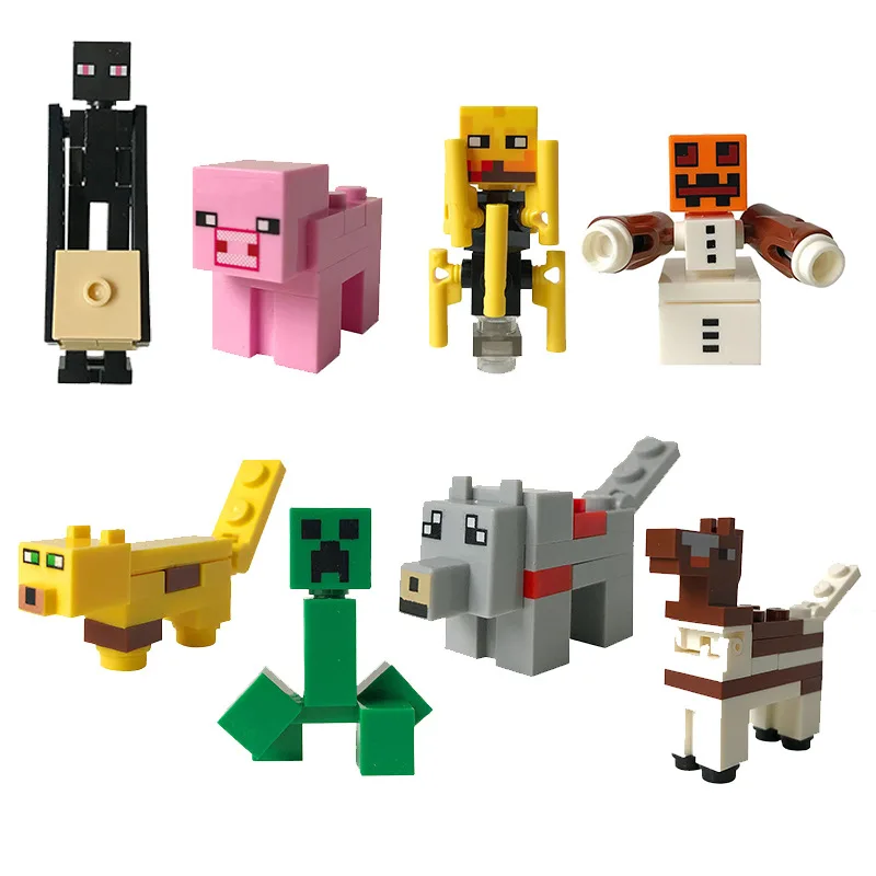 Набор игрушек Minecraft: мини-фигурки из блоков, 8 шт., с оружием, вешалкой, фигуркой крипера, строительные блоки, куклы, детские игрушки. (art.: 3920dcfe23a44) - 3920dcfe23a44