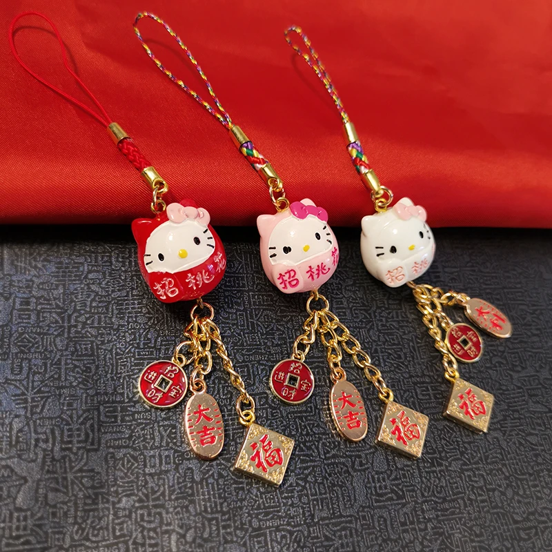 

Mobile Phone Lanyard Cute Lucky Pendant Key Anti-lost Hanging Chain Peach Blossom Pendant Cat Pendant Antique Pendant Short