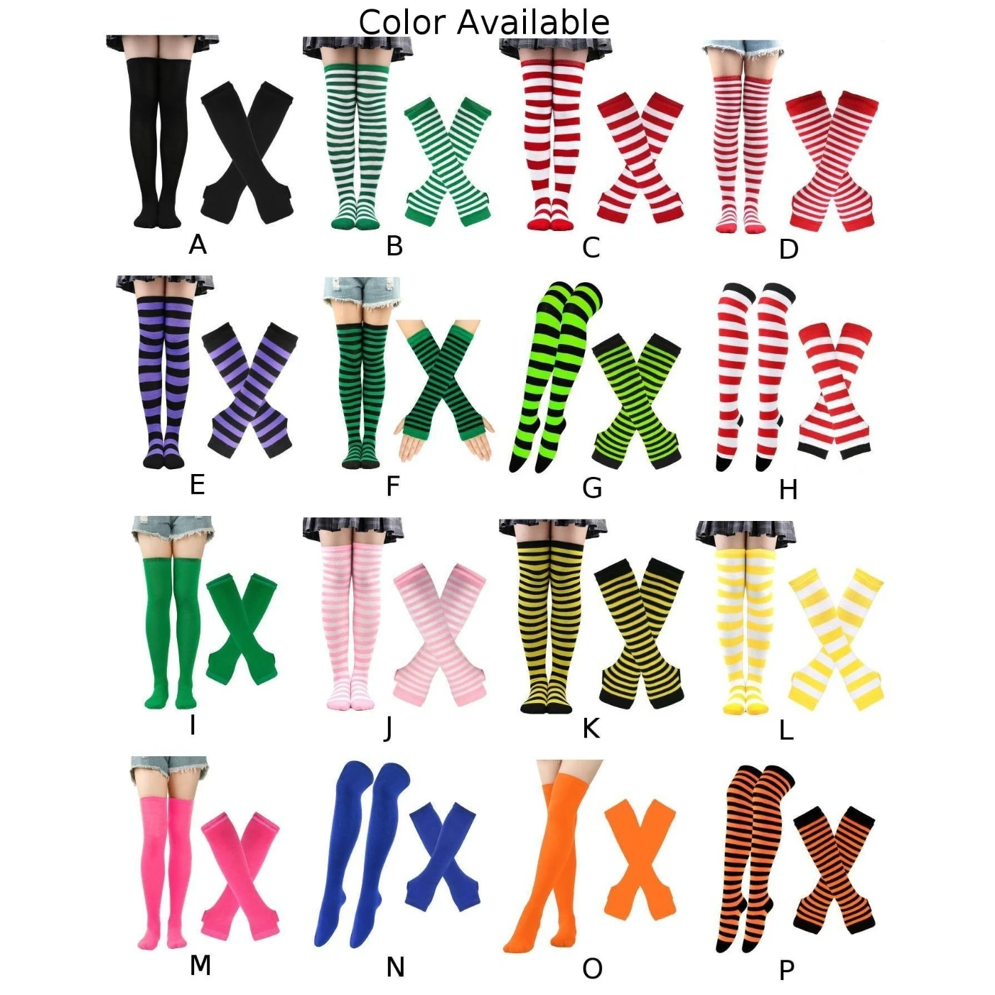 Женские полосатые рождественские чулки перчатки комплект носков высокая выше