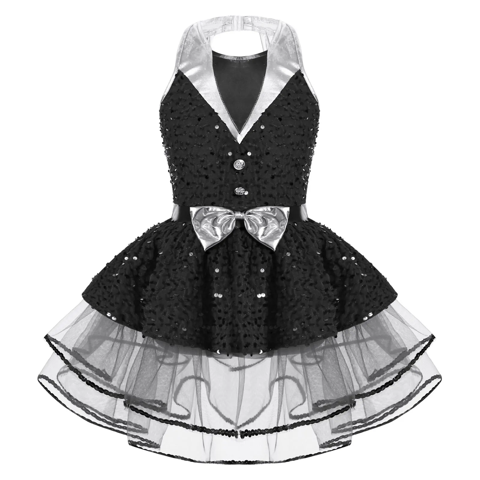 Детское балетное трико с юбкой для девочек платье-пачка блестящими пайетками