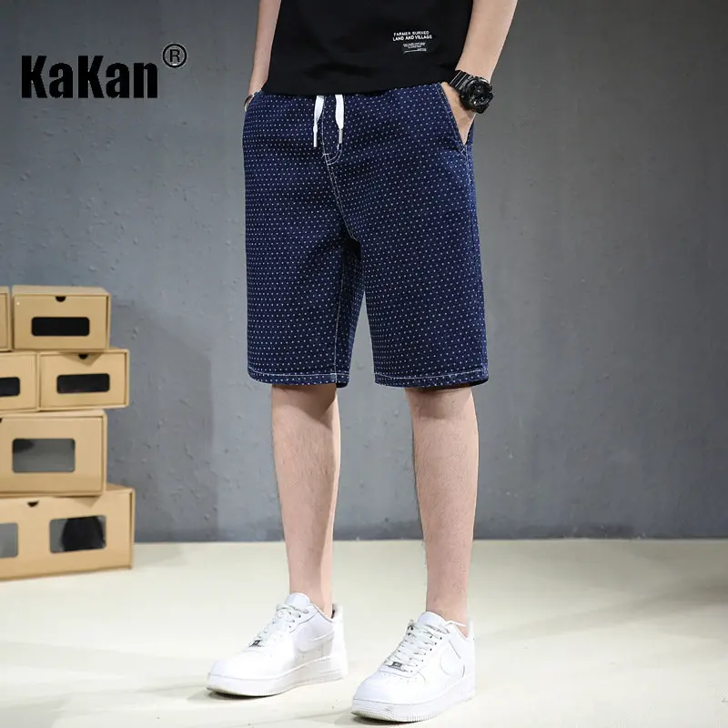 Kakan - European and American Summer New Polka Dot Denim Shorts Men's Wear, Thin Five-point Pants Jeans K020-D617