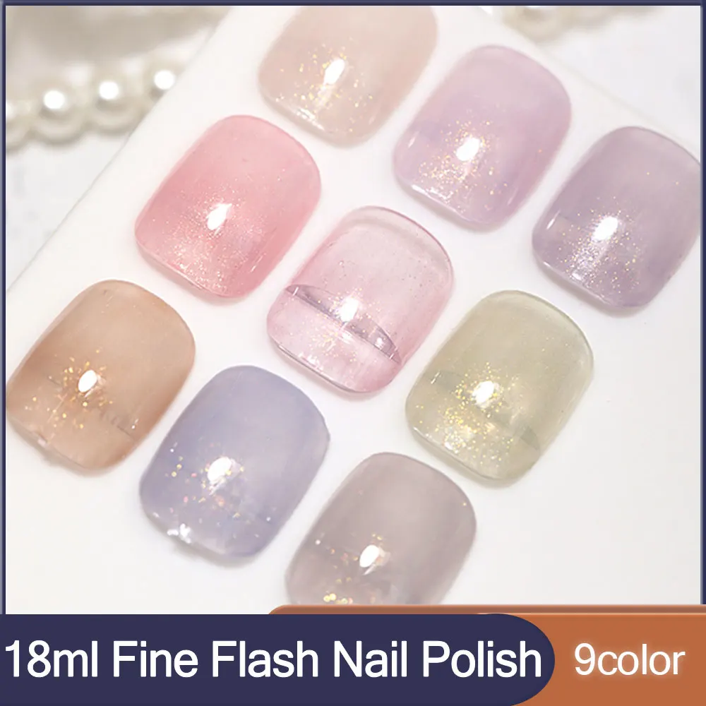 18ml Quicksand Gold Gel Nail Polish Crystal Jelly Blue Purple Green Fine Flash Semi Permanen Nail Gel Polish Nude Manicure