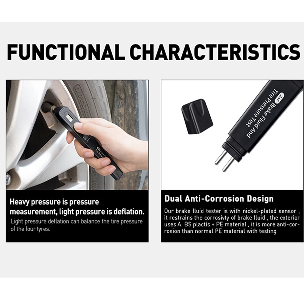 Тестер тормозной жидкости измеритель давления в шинах два одном тестер для
